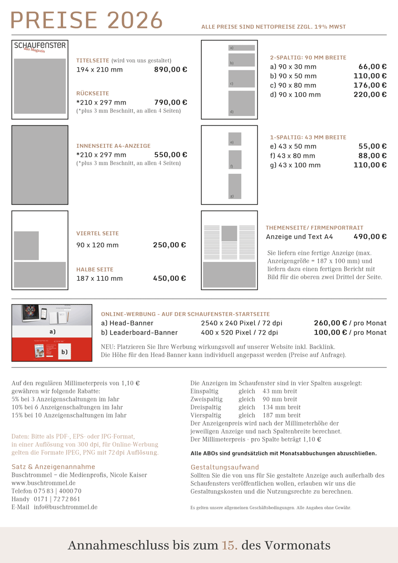 Schaufenster Mediaübersicht 2026